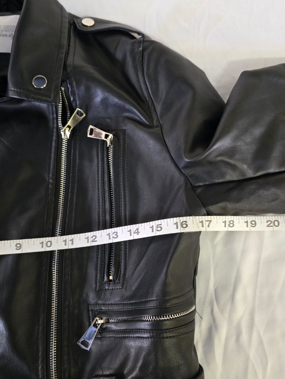 WSZ Women’s Black Moto Jacket Faux Leather Belted Biker Jacket Size Small NWT - Picture 10 of 12